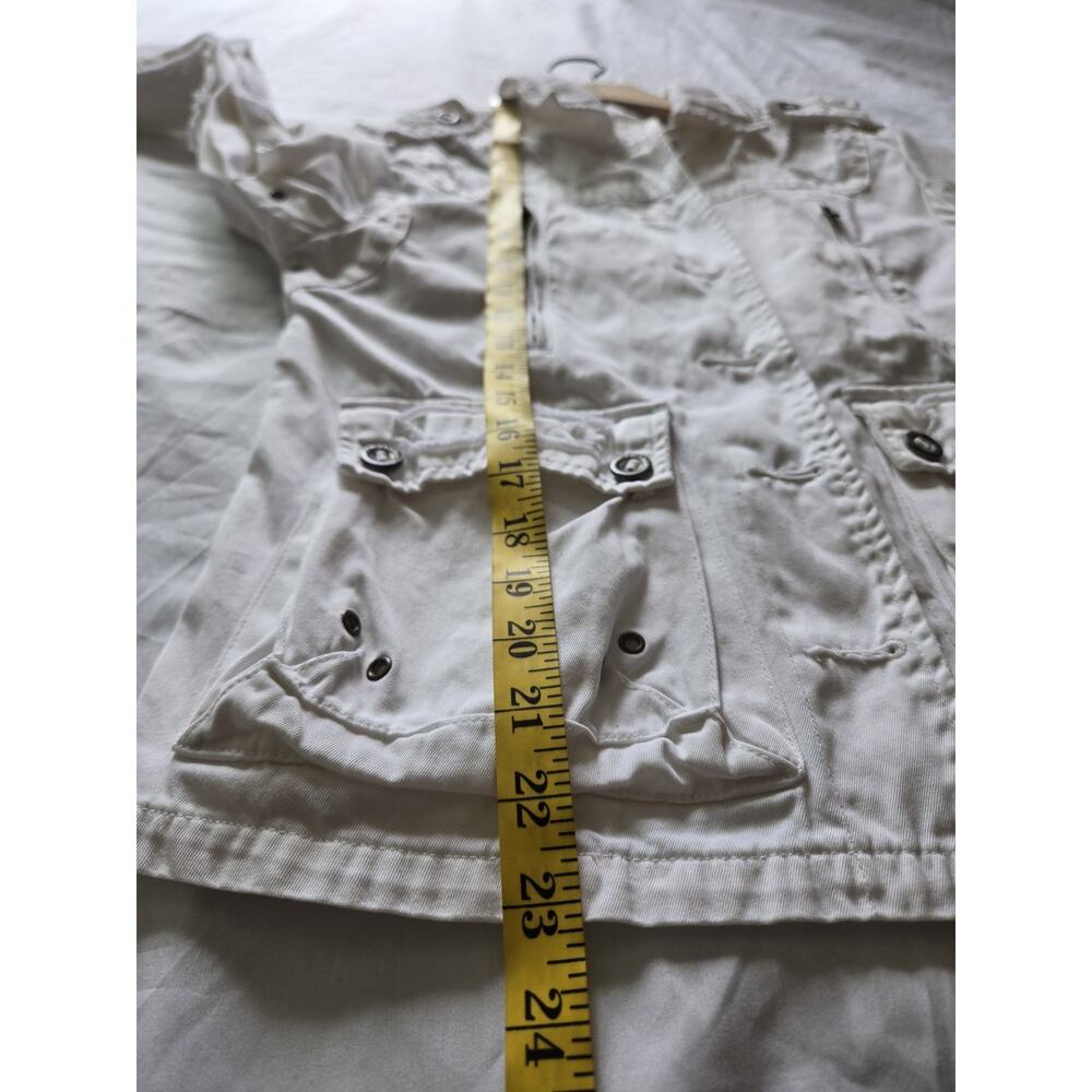 Vtg DA-NANG Da Nang Medium White Embroidered Frayed Jacket Phoenix Bird Cotton - Picture 5 of 7